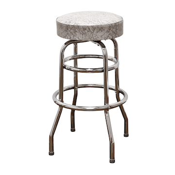 Grey Retro Chrome Swivel Bar Stool