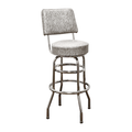 Grey Retro Chrome Swivel Bar Stool With Back