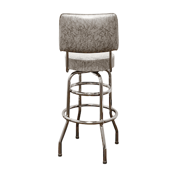 Grey Retro Chrome Swivel Bar Stool With Back