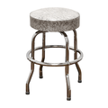 Grey Retro Chrome Swivel Counter Stool
