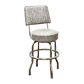 Grey Retro Chrome Swivel Counter Stool With Back