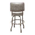 Grey Retro Chrome Swivel Counter Stool With Back