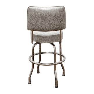 Grey Retro Chrome Swivel Counter Stool With Back