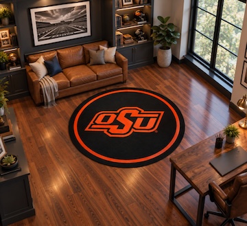 Oklahoma State 64 Round Spirit Rug