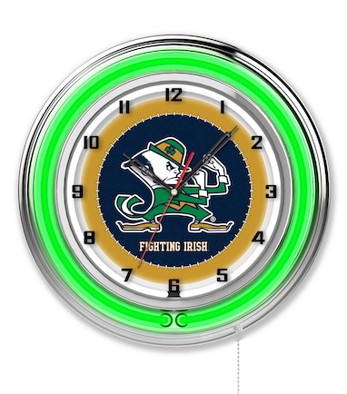 Notre Dame Leprechaun Neon Clock 19