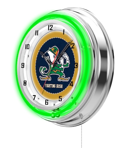 Notre Dame Leprechaun Neon Clock 19