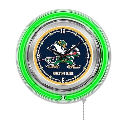 Notre Dame Leprechaun Neon Clock 15
