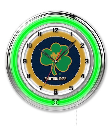 Notre Dame Shamrock Neon Clock 19