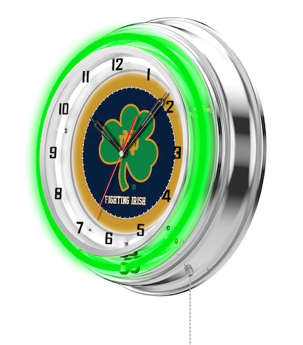 Notre Dame Shamrock Neon Clock 19