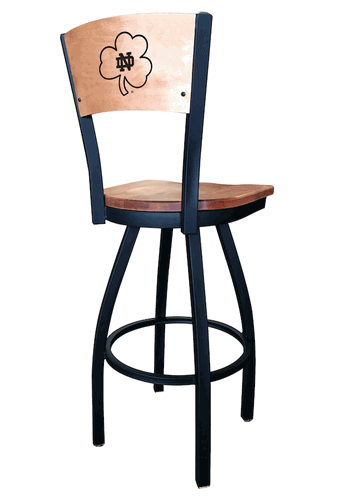 Notre Dame Shamrock Wood Back Swivel Stool
