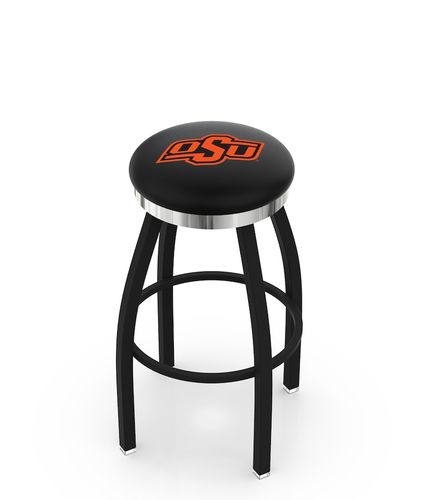 Oklahoma State Chrome Ring Swivel Stool