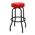 Red Retro Black Frame Swivel Bar Stool