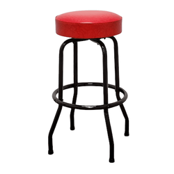Red Retro Black Frame Swivel Bar Stool