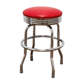 Red Retro Chrome Pan Swivel Stool