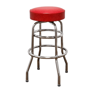 Red Retro Chrome Swivel Bar Stool
