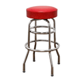 Red Retro Chrome Swivel Bar Stool