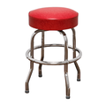 Red Retro Chrome Swivel Counter Stool
