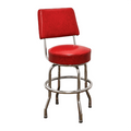 Red Retro Chrome Swivel Counter Stool With Back