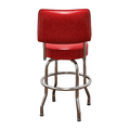 Red Retro Chrome Swivel Counter Stool With Back