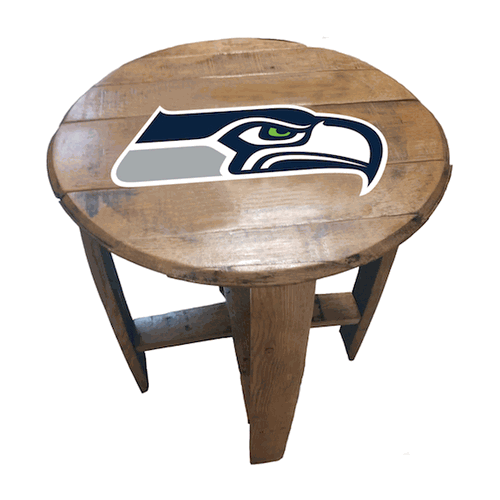 Seattle Seahawks Oak Barrel Table