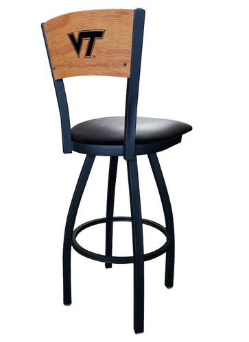 Virginia Tech Wood Back Swivel Stool