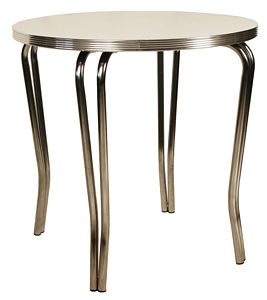 White Round Retro Diner Table - Quick Ship
