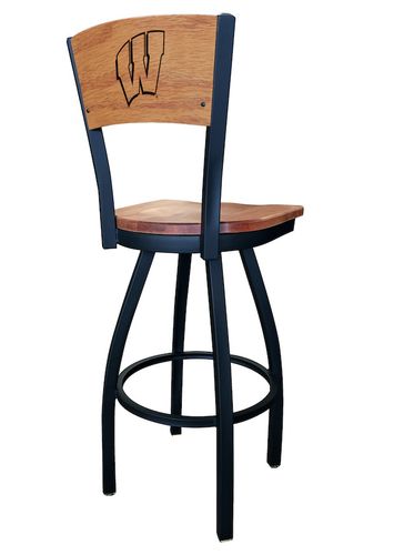 Wisconsin Wood Back Swivel Stool