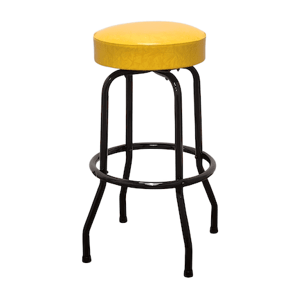 Yellow Retro Black Frame Swivel Bar Stool