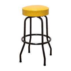 Yellow Retro Black Frame Swivel Bar Stool