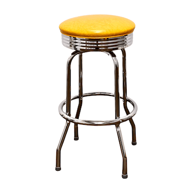 Yellow Retro Chrome Pan Swivel Stool