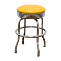 Yellow Retro Chrome Pan Swivel Stool