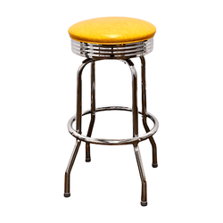 Yellow Retro Chrome Pan Swivel Stool
