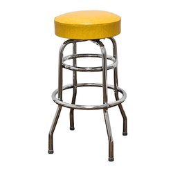 Yellow Retro Chrome Swivel Bar Stool