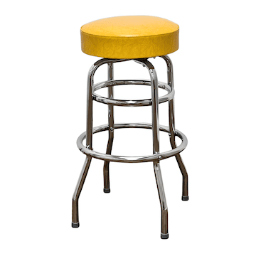 Yellow Retro Chrome Swivel Bar Stool