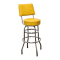 Yellow Retro Chrome Swivel Bar Stool With Back