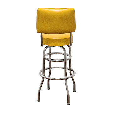 Yellow Retro Chrome Swivel Bar Stool With Back