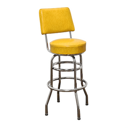 Yellow Retro Chrome Swivel Bar Stool With Back