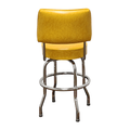 Yellow Retro Chrome Swivel Counter Stool With Back