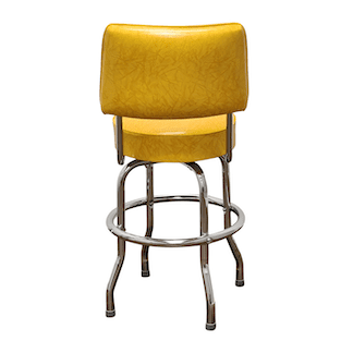 Yellow Retro Chrome Swivel Counter Stool With Back