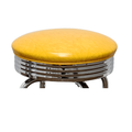 Yellow Retro Double Ring Chrome Pan Swivel Bar Stool