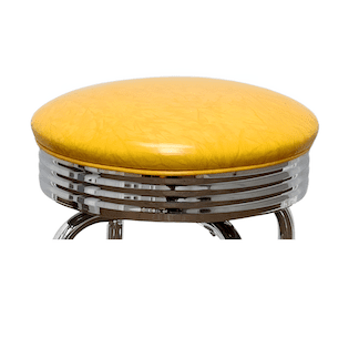 Yellow Retro Double Ring Chrome Pan Swivel Bar Stool