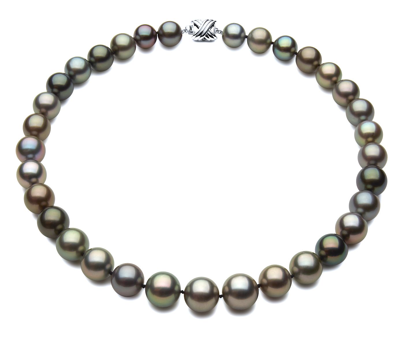 SeaFairy 18-Inch Natural Tahitian Baroque Pearl Necklace – Black & Green Multicolor – 925 Silver Choker