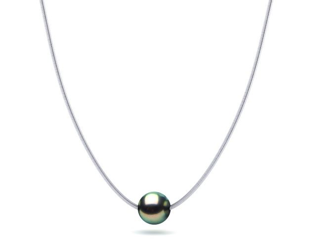 10mm 14K White Snake Chain Pendant