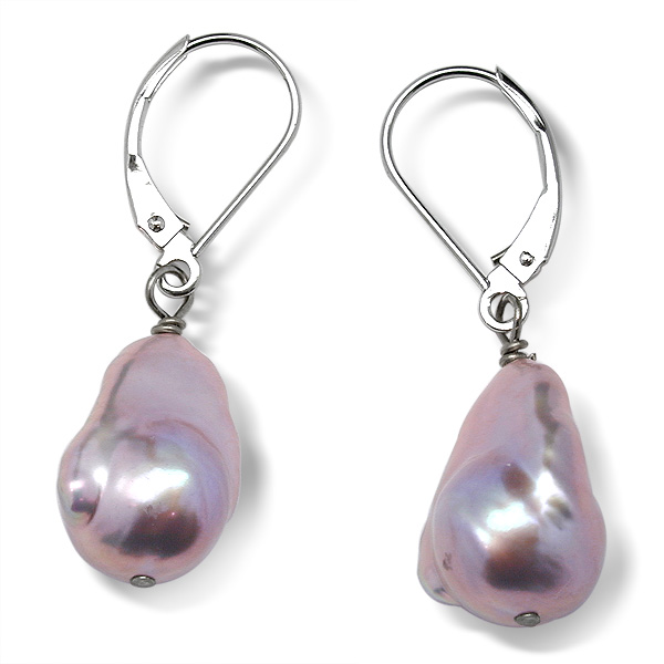 【BLACKPURPLE】23SS★ [BL] lemans baroque pearl earrings 11 x 12mm Lavender Freshwater Baroque Dangle Earrings