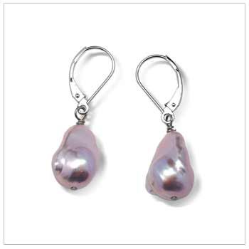 11 x 12mm Lavender Freshwater Baroque Dangle Earrings