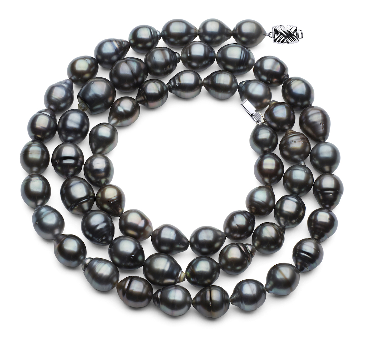 11 x 13mm Dark Black Baroque Tahitian Pearl Necklace 32 Inches