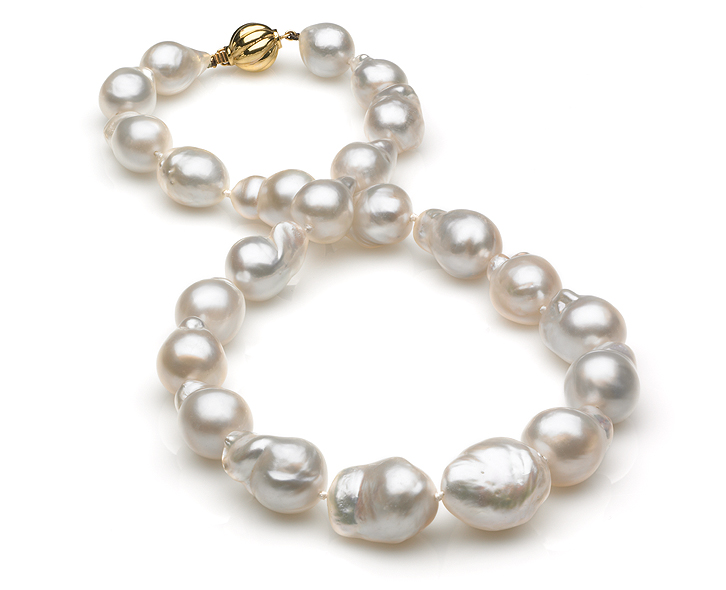 11x18.8mm White South Sea Semi Baroque Pearl Necklace | American Pearl