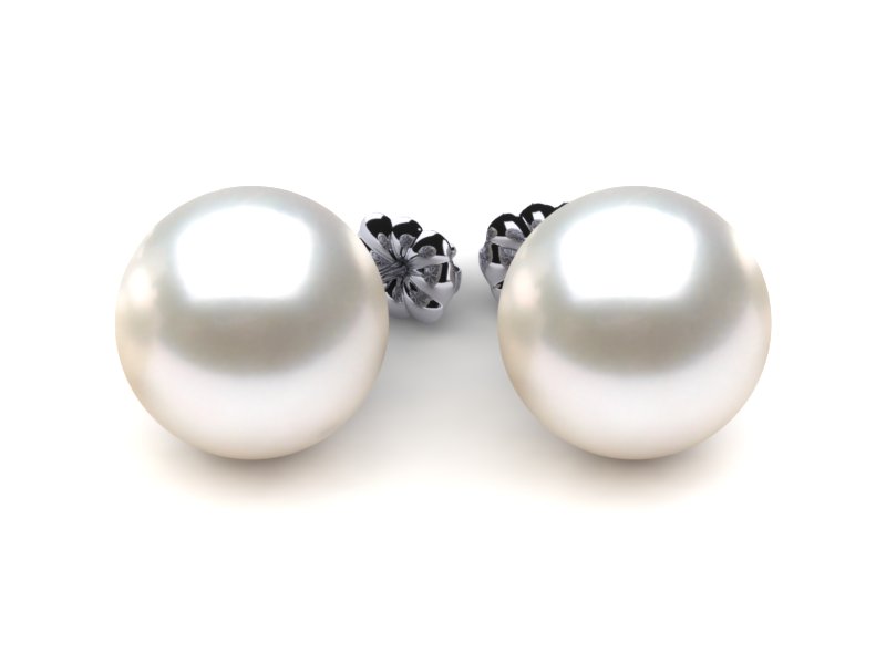 White South Sea Pearl Stud Earrings 12MM