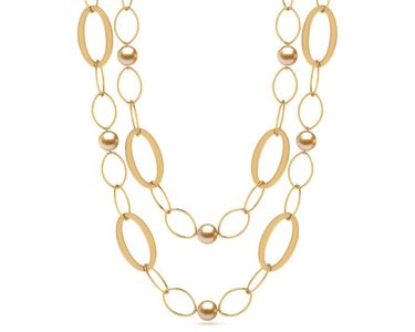 32 Inch Golden South Sea Pearl Circle of Life Necklace