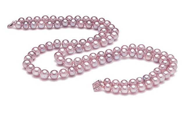 8.5mm x 9.5mm Lavender Freshwater Pearl Necklace Double Strand